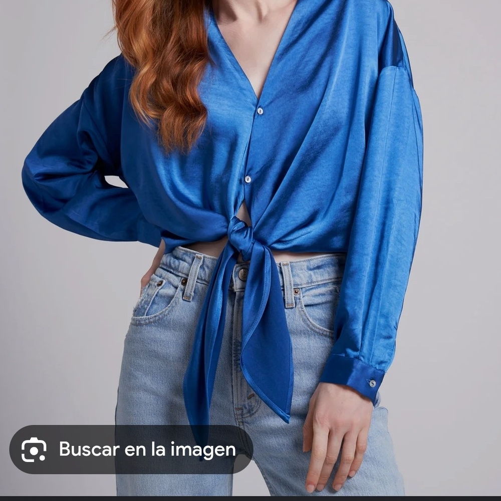 Lucy Paris Vibrant Blue Button-Down Shirt. Size S - Picture 2 of 11